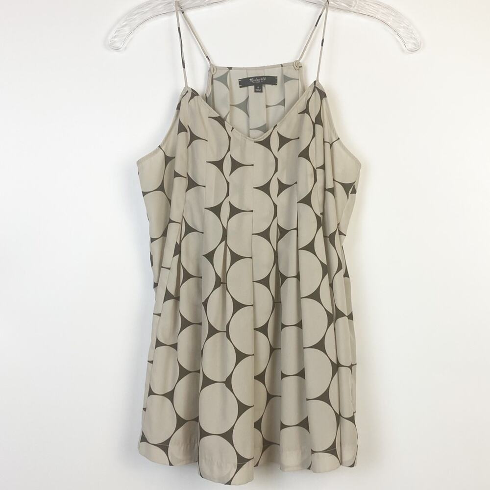 Madewell Circle Dot Pleated Cami Womens Blouse Tan Size 0 - Picture 3 of 13